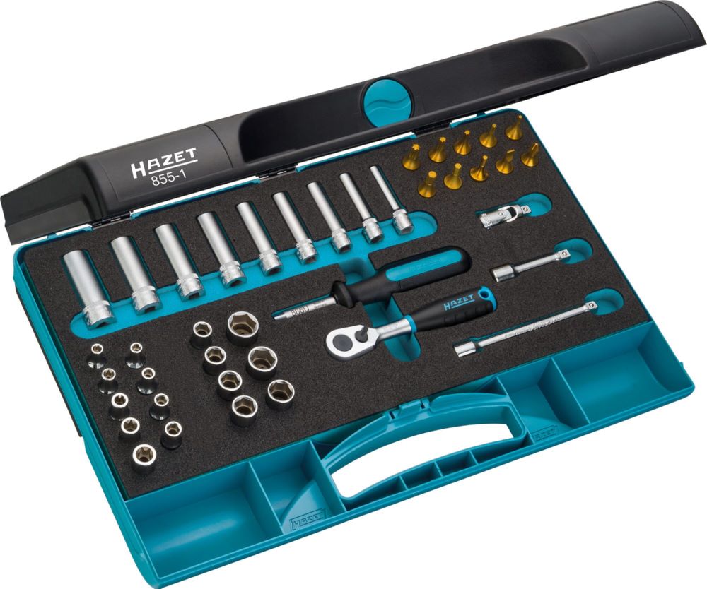 Produktbild Hazet Steckschlüssel Satz 855-1 1/4 Zoll 3-13 E5-E10 E6 PH2 T10-T