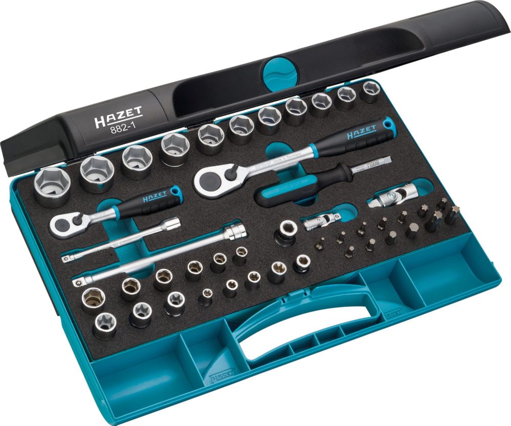 Produktbild Hazet Steckschlüssel Satz 882-1 3/8 Zoll 1/4 Zoll mehrere Profile 46 teilig