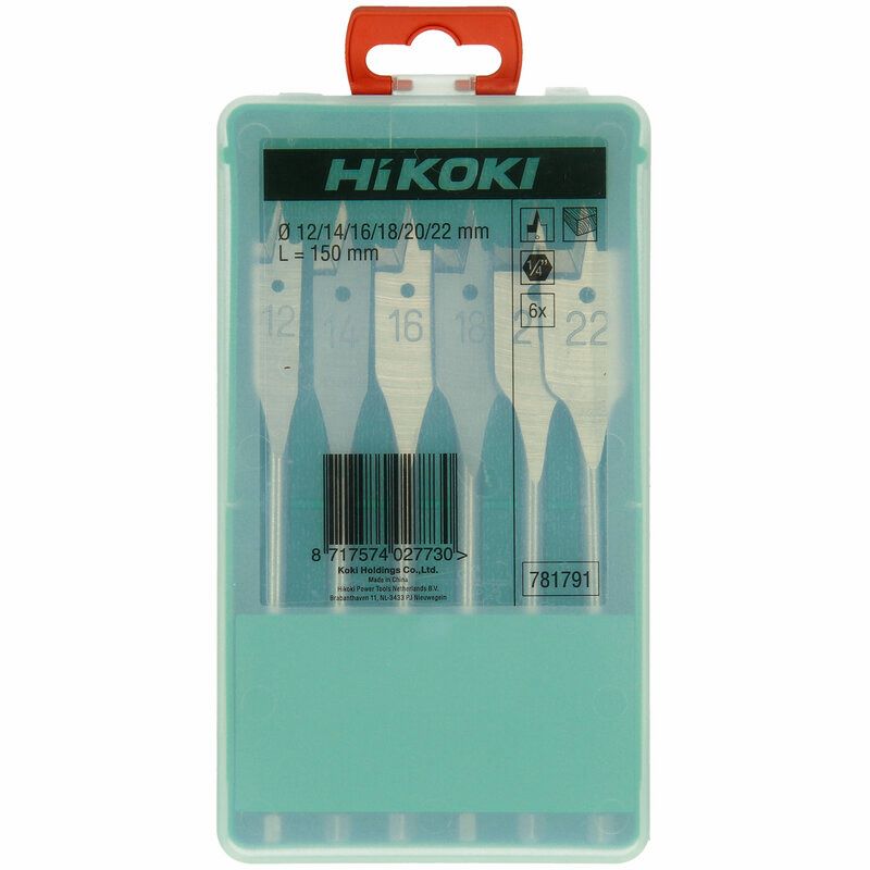 Produktbild Hikoki Flachholzbohrer Set 12 14 16 18 20 22 x 150 mm Sechskant 1/4 Zoll 6 teilig