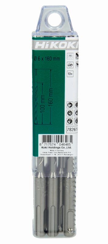Produktbild Hikoki 10 HM Hammerbohrer SDS Plus 2 Schneider 6 x 100 mm 160 mm