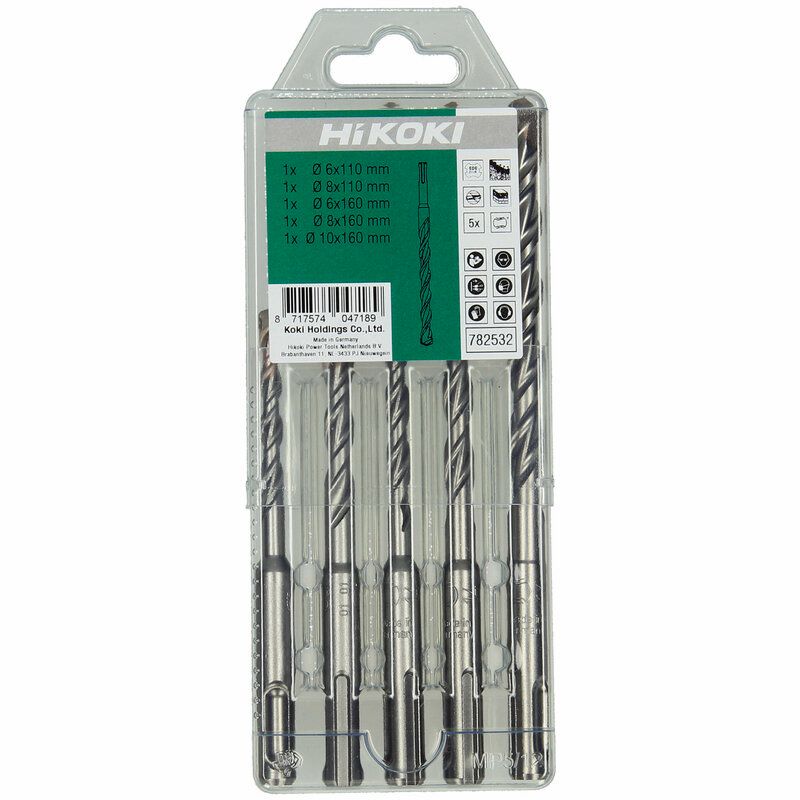 Produktbild Hikoki HM Hammerbohrerset SDS Plus 6 8 x 110 mm 6 8 10 x 160 mm