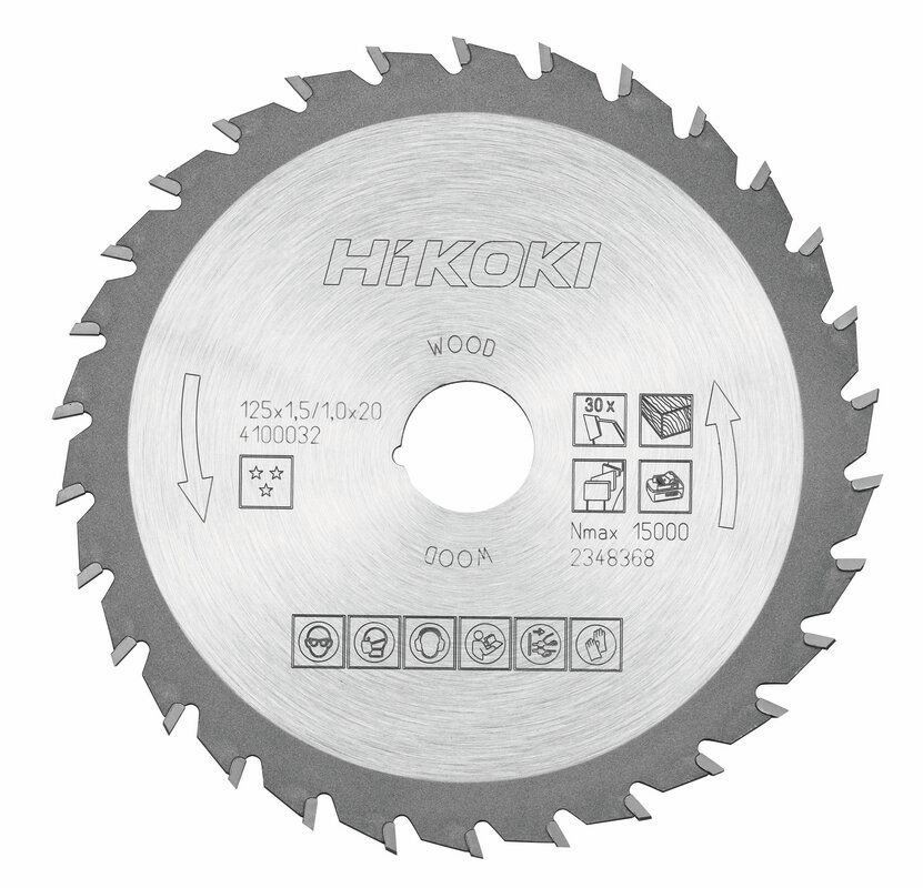 Produktbild Hikoki TCT Kreissägeblatt Holz 125 x 20 mm z30 Flach und Wechselzahn