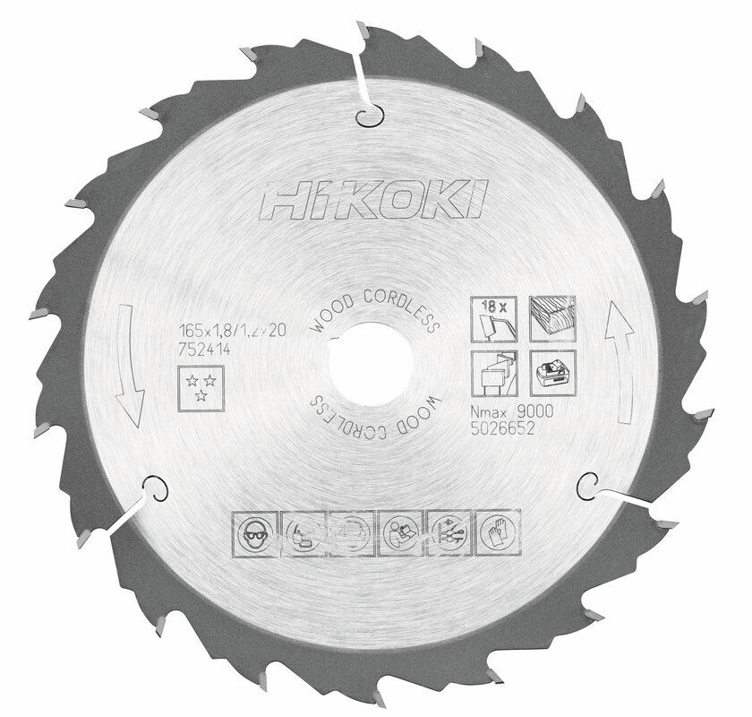 Produktbild Hikoki TCT Kreissägeblatt Holz 165 x 20 mm Z18 Flach und Wechselzahn