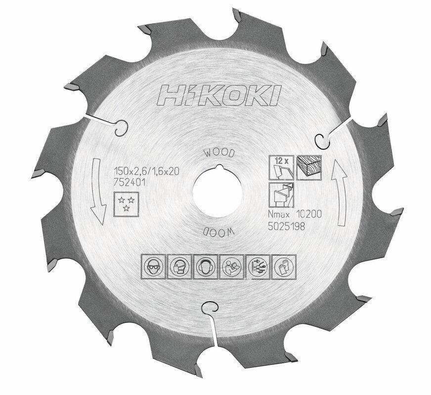 Produktbild Hikoki TCT Kreissägeblatt Holz 150 x 20 mm 16 x Z12 Wechselzahn