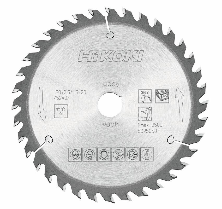 Produktbild Hikoki TCT Kreissägeblatt Holz 160 x 20 mm 16 x Z36 Wechselzahn