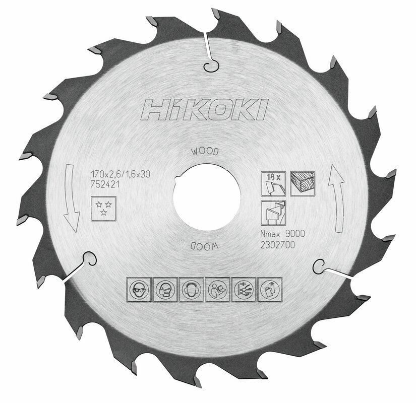 Produktbild Hikoki TCT Kreissägeblatt Holz 170 x 30 mm 20xZ18 Wechselzahn