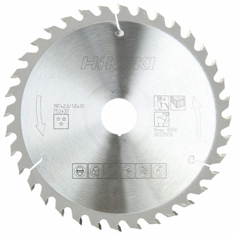 Produktbild Hikoki TCT Kreissägeblatt Holz 190 x 30 mm Z36 Wechselzahn