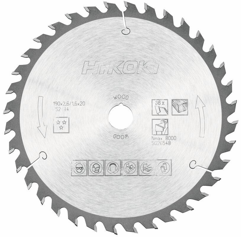 Produktbild Hikoki TCT Kreissägeblatt Holz 190 x 20 mm Z36 Wechselzahn