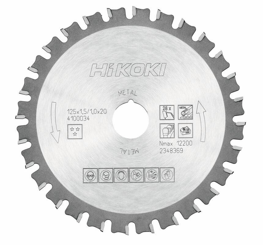 Produktbild Hikoki TCT Kreissägeblatt Stahl 125 x 20 mm Z28 Trapez und Flachzahn