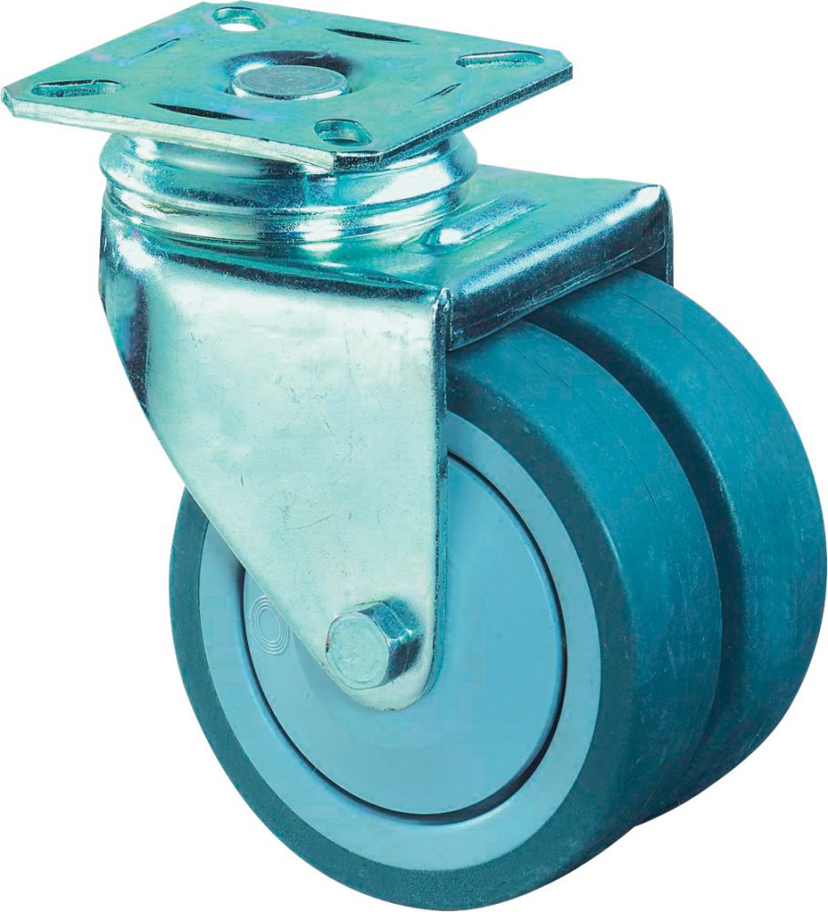 Produktbild BS Rollen Doppellenkrolle 75mm Konuslg. Gummi blaugrau