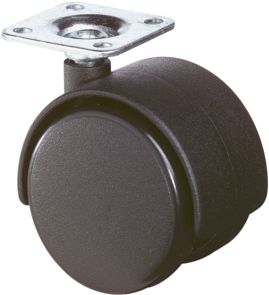 Produktbild BS Rollen Kunststoff Doppelrolle F75 50 schwarz m. Platte