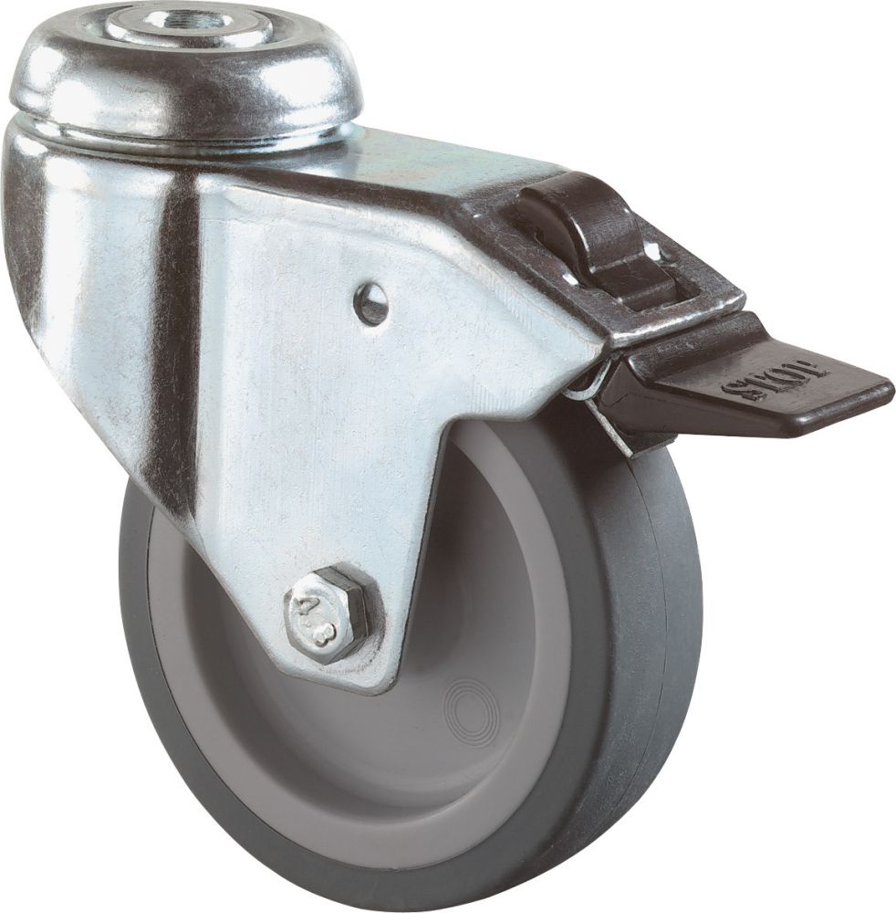 Produktbild BS Rollen Lenkrolle fest 100 mm LG.G Stahlbl verz. Gummirad