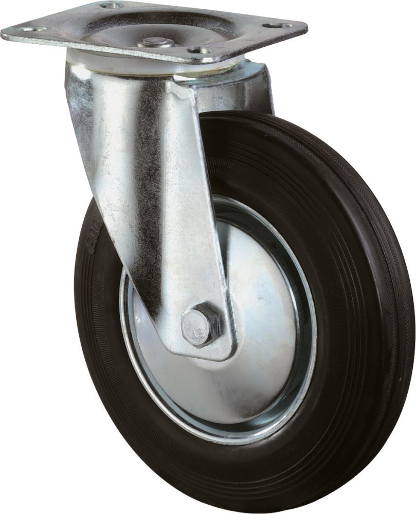 Produktbild BS Rollen Lenkrolle 80 mm Lg. R Stahlbl verz. Gummirad