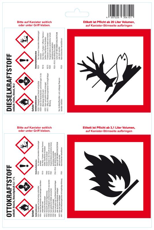 Produktbild Hünersdorff Haftetiketten (A4-Bogen) Otto-/Dieselkraftstoff