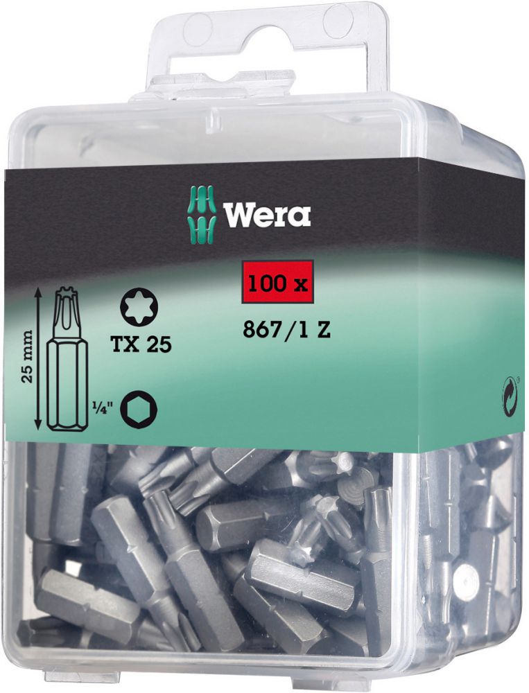 Produktbild Wera Bit 1/4" DIN3126 E6,3 T25x25mm 100er Pack