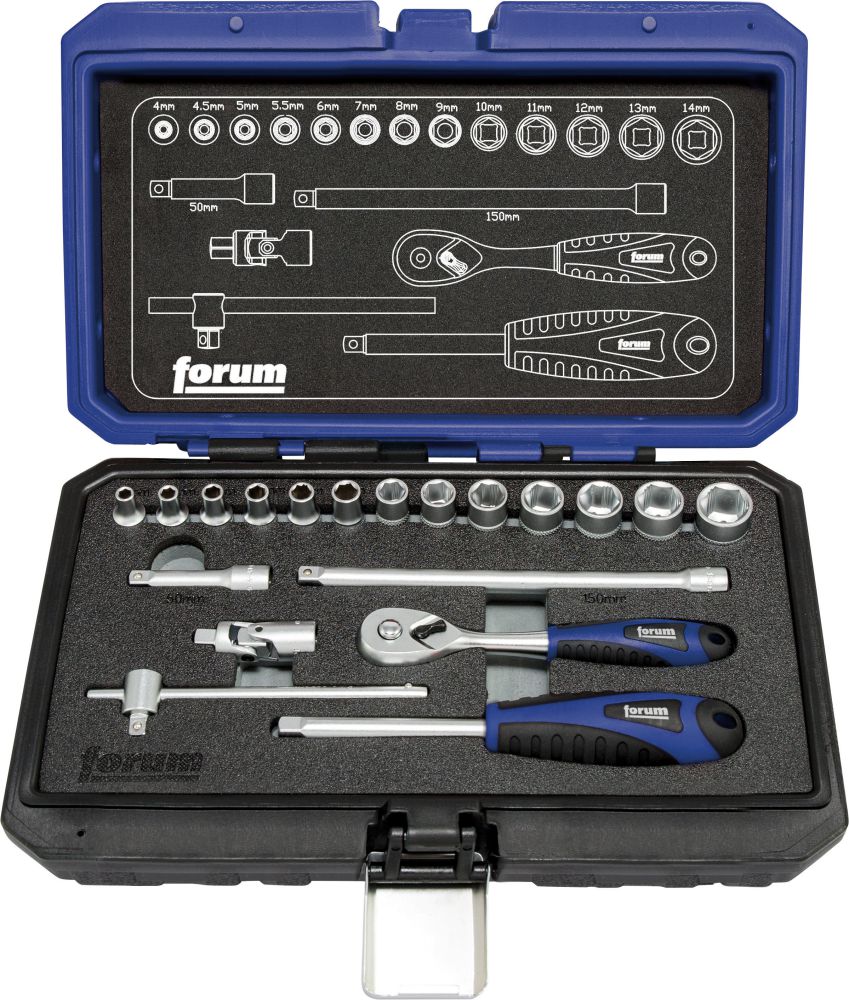 Produktbild FORUM Steckschlüssel Grt. 1/4" 19tlg.