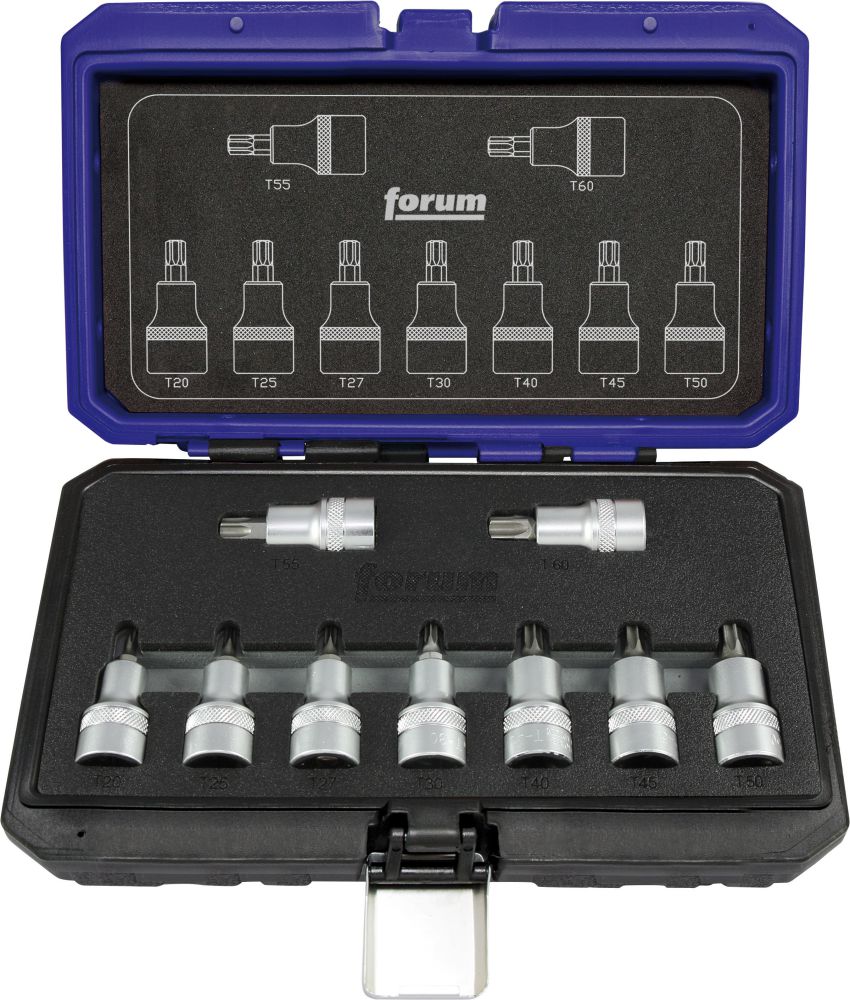 Produktbild FORUM Schraubendrehereinsatz Garnitur 1/2" 9tlg. Torx