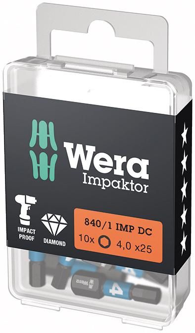 Produktbild Wera Bit Impaktor Innensechskant 4x25 mm 6 kant DIN 3126 C6,3 10er Pack