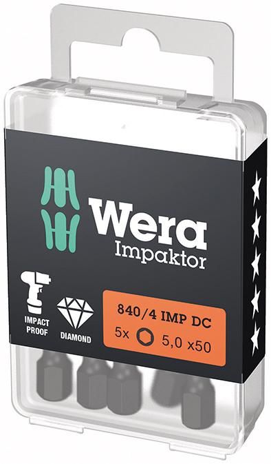 Produktbild Wera Bit Impaktor Innensechskant 5x50 mm 6 kant DIN 3126 C6,3 5er Pack