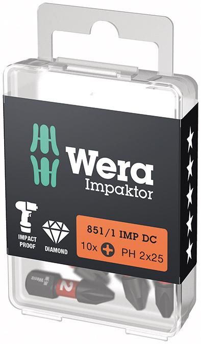 Produktbild Wera Bit Impaktor Kreuzschlitz Schrauben PH 2x25 mm DIN 3126 C6,3 10er Pack