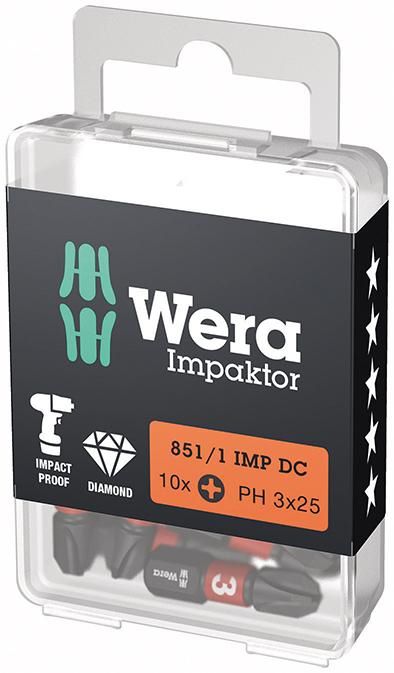 Produktbild Wera Bit Impaktor Kreuzschlitz Schrauben PH 3x25 mm DIN 3126 C6,3 10er Pack