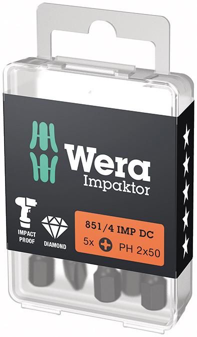 Produktbild Wera Bit Impaktor Kreuzschlitz Schrauben PH 2x50 mm DIN 3126 C6,3 5er Pack