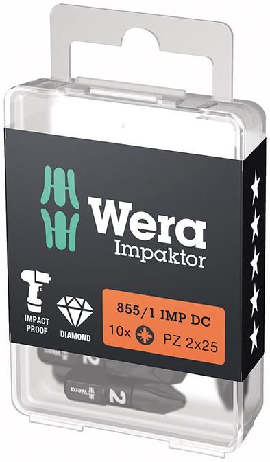 Produktbild Wera Bit Impaktor Kreuzschlitz Schrauben PZ 2x25 mm DIN 3126 C6,3 10er Pack