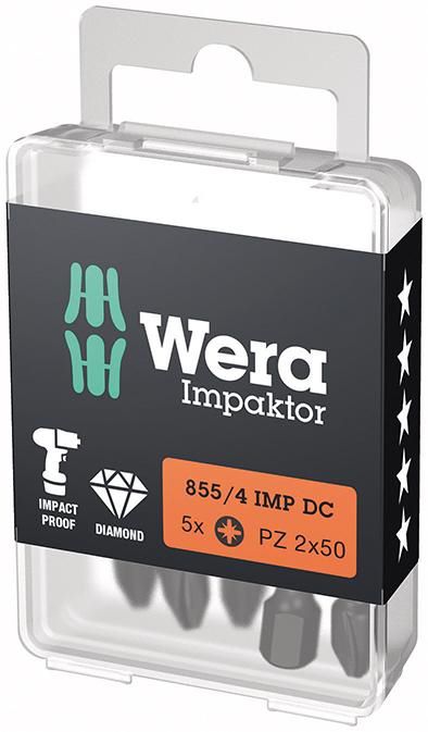 Produktbild Wera Bit Impaktor Kreuzschlitz Schrauben PZ 2x50 mm DIN 3126 C6,3 5er Pack