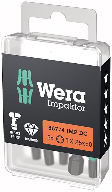 Produktbild Wera Bit Impaktor Torx T25 Länge 50 mm DIN 3126 C6,3 5er Pack