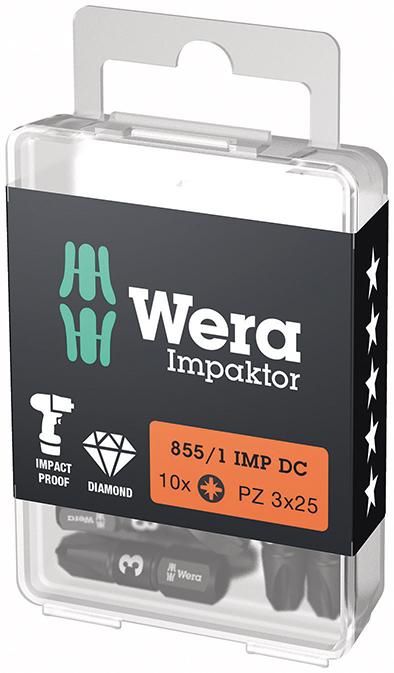 Produktbild Wera Bit Impaktor Kreuzschlitz Schrauben PZ 3x25 mm DIN 3126 C6,3 10er Pack