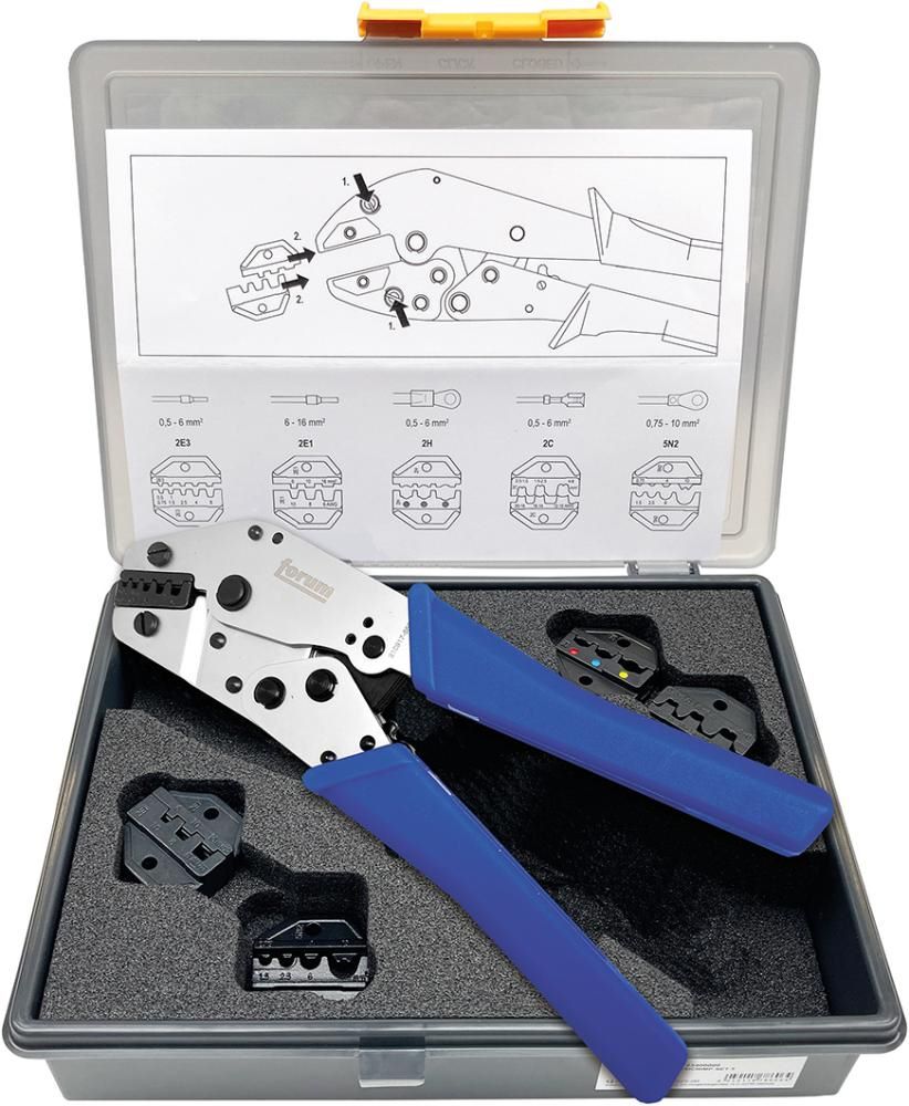 Produktbild Forum Crimpwerkzeugsatz mit 5 Wechseleinsätzen Länge 205 mm