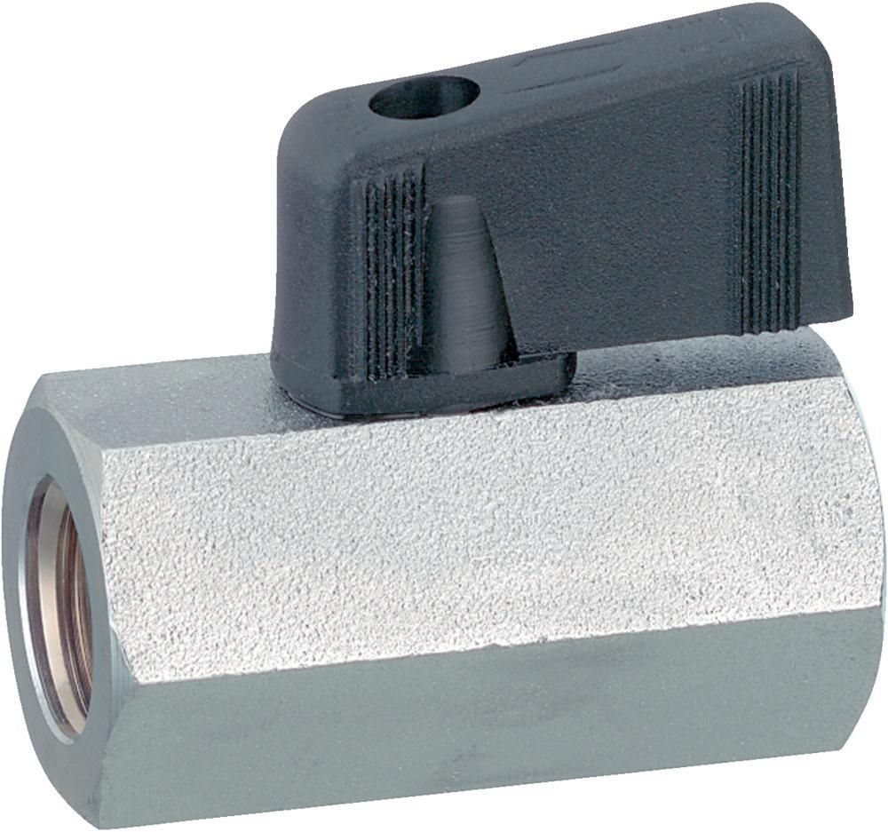 Produktbild Bee Kugelhahn Mini BR 93500 Flügelgriff Innengewinde 1/2 Zoll Länge 49 mm Messing