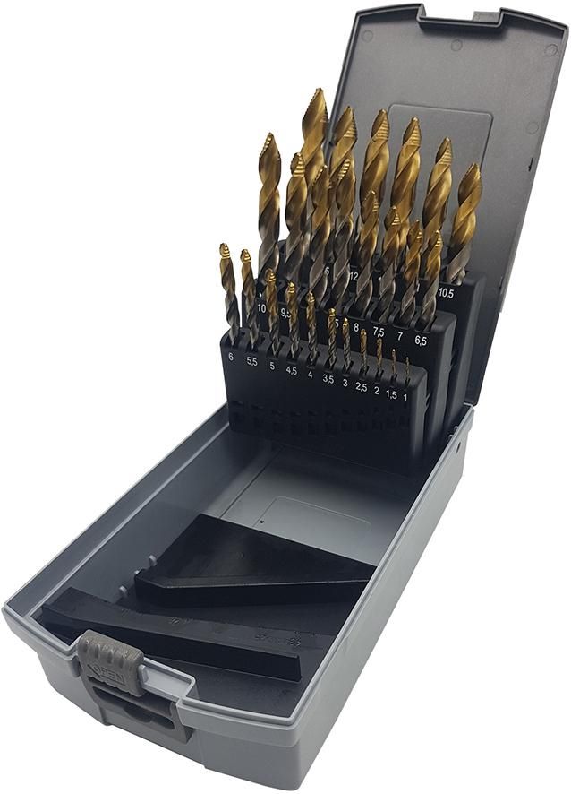 Produktbild Forum Spiralbohrer Set 1,0-10,0 mm DIN338 HSS mit Stufenbohrerspitze 19 teilig