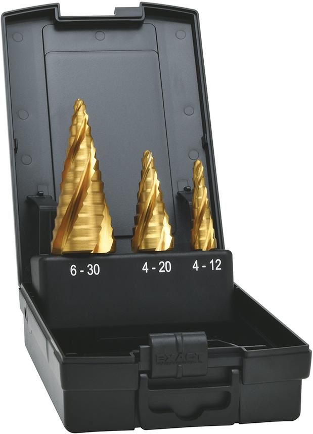 Produktbild Exact Stufenbohrer HSS TiN Set 4-fach Spiralnute 4-30 mm