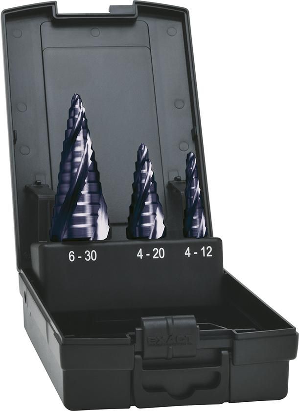 Produktbild Exact Stufenbohrer Set HSS TiAlN 4-fach Spiralnute 4-30 mm