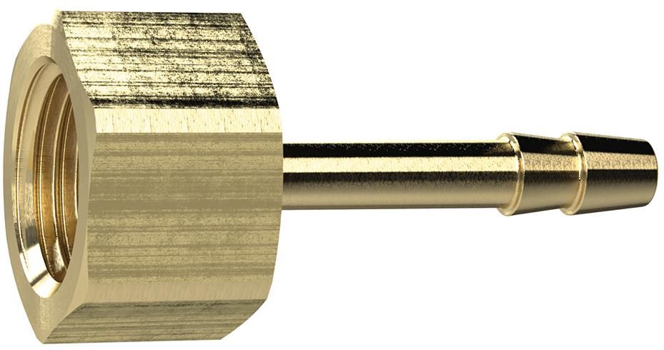 Produktbild RIEGLER Aufschraubschlauchtülle Messing IG G1/4 Zoll LW 6 SW 17 mm