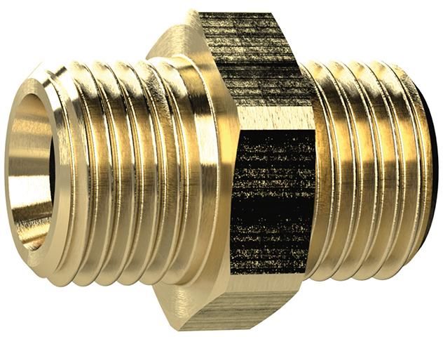 Produktbild RIEGLER Doppelnippel Messing AG G1/8 Zoll x G1/4 Zoll SW 17 mm