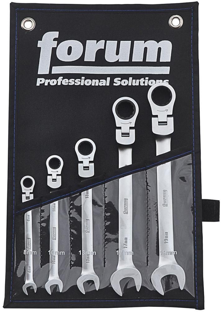 Produktbild Forum Gelenk Ratschenschlüssel Satz 8-19 mm 5 teilig in Rolltasche