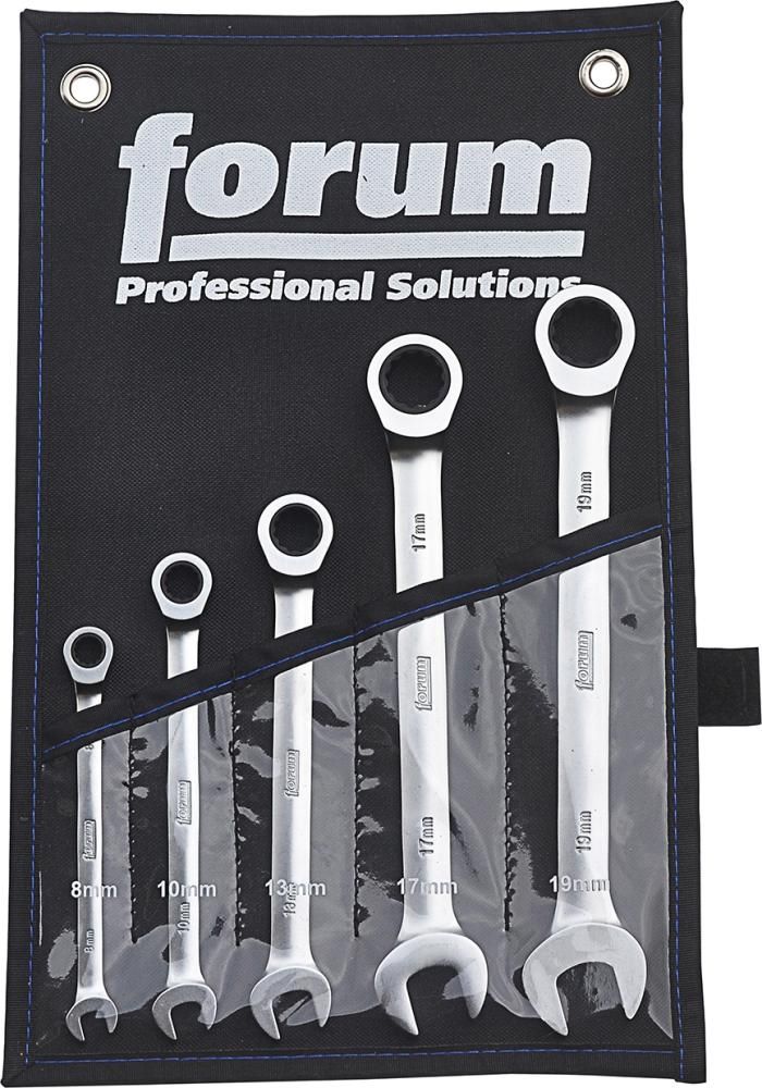 Produktbild Forum Ratschenschlüssel Satz gerade 8-19 mm 5-teilig in Rolltasche