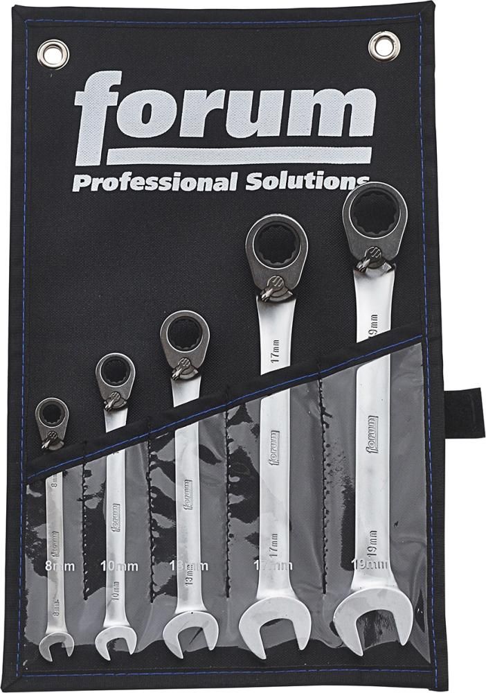 Produktbild Forum Ratschenschlüssel Satz umschaltbar 8-19 mm 5 teilig in Rolltasche