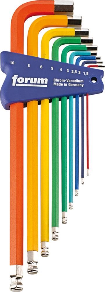 Produktbild FORUM Winkelschraubendrehersatz DIN911L für Innensechskant 1,5 bis 10,0 mm