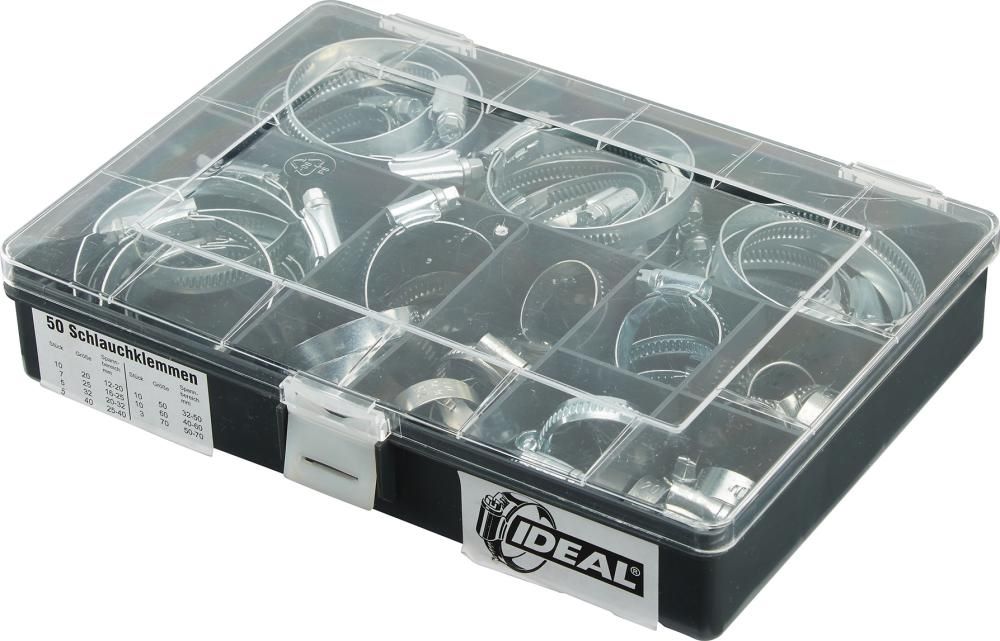 Produktbild Ideal Schlauchschellen Set W1 sortiert Bandbreite 12 mm 100 Teile