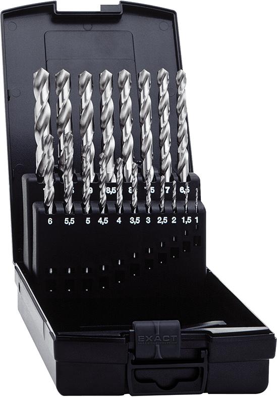 Produktbild Exact Spiralbohrer Satz 1-10mm 19 teilig HSSCo5
