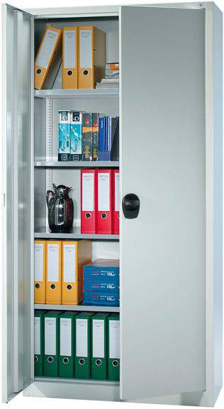 Produktbild Flügeltürenschrank 4 Böden, 50kg Traglast B935xT400xH1950mm RAL 7035 bild 2