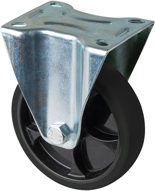 Produktbild BS Rollen Bockrolle 125 mm L400.B44 Platte Gummi und Felge schwarz