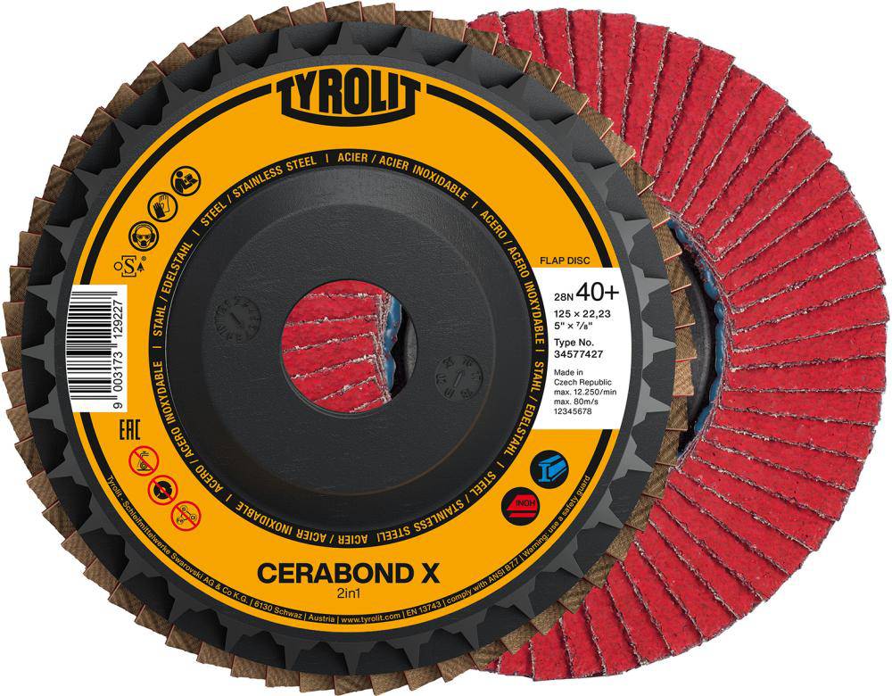 Produktbild Tyrolit Fächerschleifscheibe CERABOND X 125 mm Korn 60 Bohrung 22,23 mm