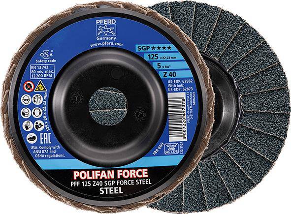 Produktbild Pferd Fächerschleifscheibe 125 mm Korn 40 gerade POLIFAN Z SGP FORCE STEEL