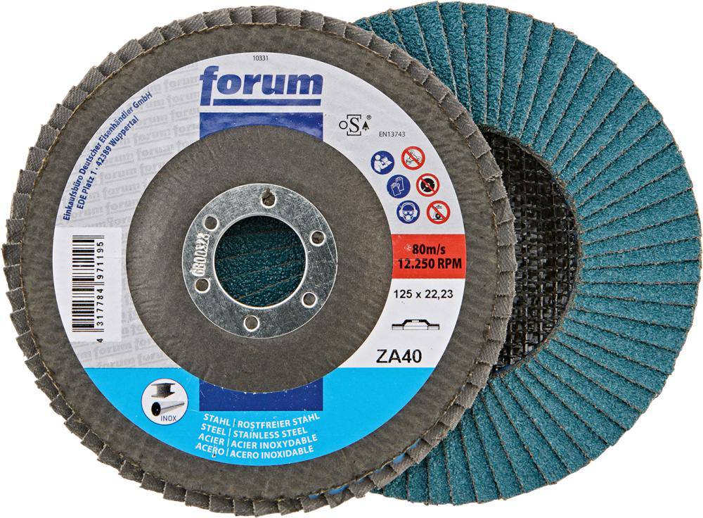 Produktbild FORUM Fächerschleifscheibe 125 mm gerade Zirkonkorund 40 Bohrung 22,23 mm