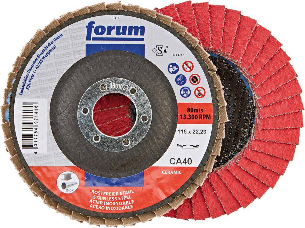 Produktbild FORUM Fächerschleifscheibe 115 mm Keramikkorn 40 12 grad gewölbt