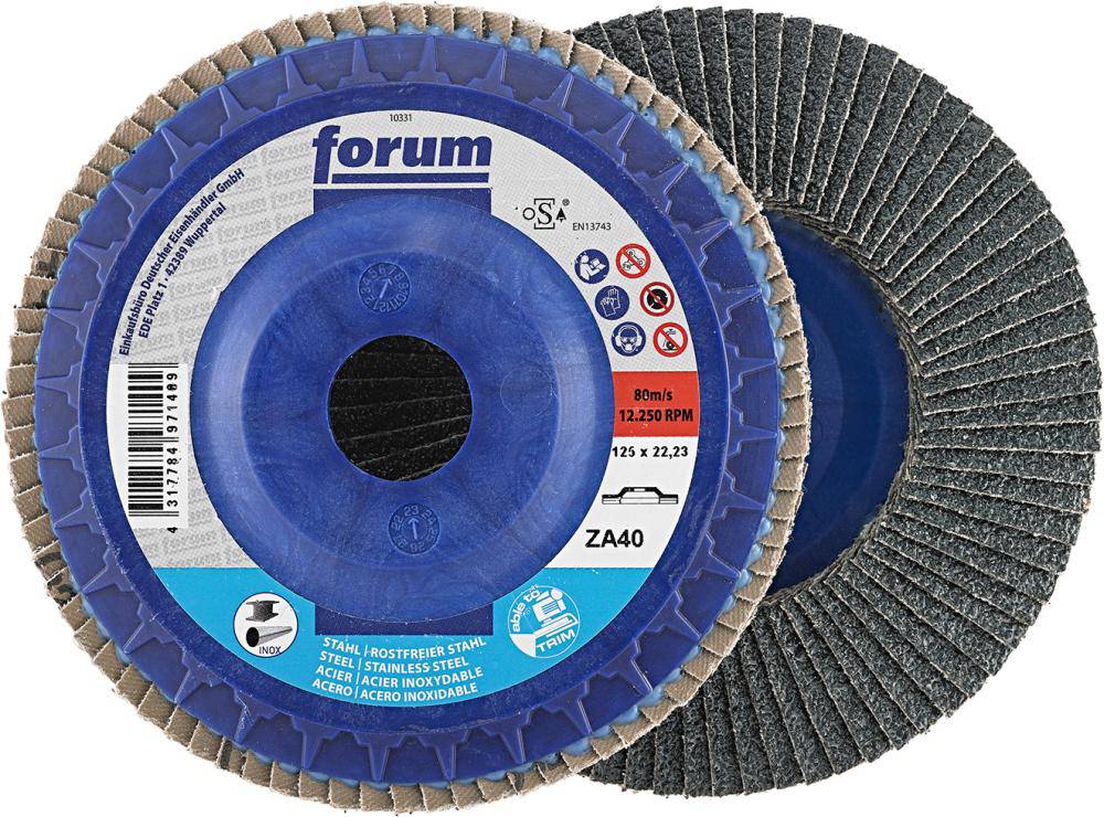 Produktbild FORUM Fächerschleifscheibe 125 mm gewölbt Körnung 40 trimmbar 